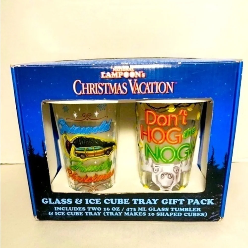 National Lampoon's Christmas Vacation Glass & Ice Cube Tray Combo Pack NIB